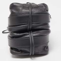 Pre Owned Bottega Veneta Black Intrecciato Leather Double Micro Crossbody Bag