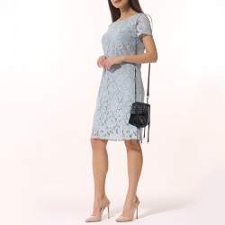 Pre Owned Bottega Veneta Black Intrecciato Leather Double Micro Crossbody Bag