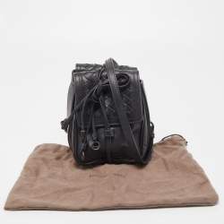 Pre Owned Bottega Veneta Black Intrecciato Leather Double Micro Crossbody Bag