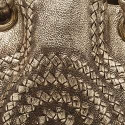 Pre Owned Bottega Veneta Light Gold Leather Illusion Hobo