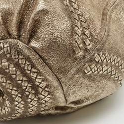 Pre Owned Bottega Veneta Light Gold Leather Illusion Hobo