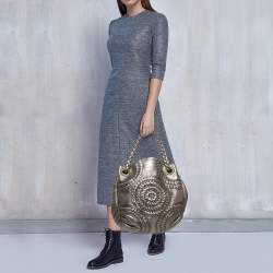 Pre Owned Bottega Veneta Light Gold Leather Illusion Hobo