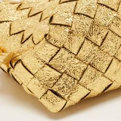 Pre Owned Bottega Veneta Gold Intrecciato Foil Leather Mini Loop Camera Crossbody Bag
