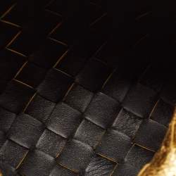 Pre Owned Bottega Veneta Gold Intrecciato Foil Leather Mini Loop Camera Crossbody Bag