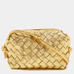 Bottega Veneta Loop Small Intrecciato-leather Cross-body Bag Almond-Gold