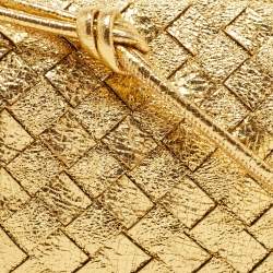 Pre Owned Bottega Veneta Gold Intrecciato Foil Leather Mini Loop Camera Crossbody Bag