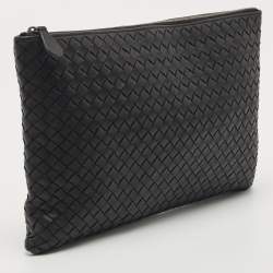 Pre Owned حقيبة صغيرة بوتيغا فينيتا جلد انترشياتو أسود بسحاب علوي 