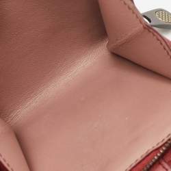 Pre Owned Bottega Veneta Red Intrecciato Leather Bifold Zip Wallet
