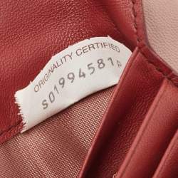 Pre Owned Bottega Veneta Red Intrecciato Leather Bifold Zip Wallet