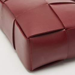 Pre Owned Bottega Veneta Burgundy Intrecciato Leather Arco Tote