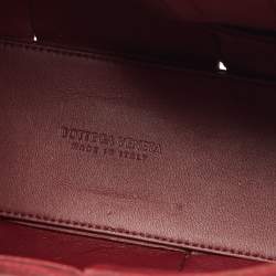 Pre Owned Bottega Veneta Burgundy Intrecciato Leather Arco Tote