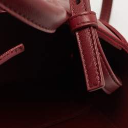 Pre Owned Bottega Veneta Burgundy Intrecciato Leather Arco Tote