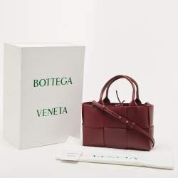 Pre Owned Bottega Veneta Burgundy Intrecciato Leather Arco Tote