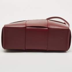 Pre Owned Bottega Veneta Burgundy Intrecciato Leather Arco Tote