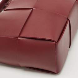 Pre Owned Bottega Veneta Burgundy Intrecciato Leather Arco Tote