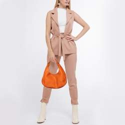 Pre Owned Bottega Veneta Orange Intrecciato Leather Small Campana Hobo