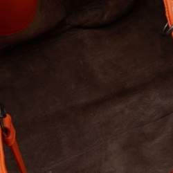 Pre Owned Bottega Veneta Orange Intrecciato Leather Small Campana Hobo