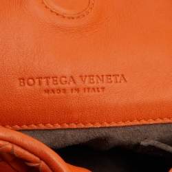 Pre Owned Bottega Veneta Orange Intrecciato Leather Small Campana Hobo