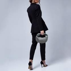 مملوكة مسبقًا Bottega Veneta Dark Grey Intrecciato Leather Mini Jodie Hobo