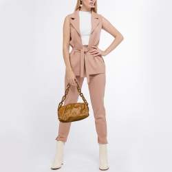 Pre Owned Bottega Veneta Tan Leather Chain Pouch Clutch