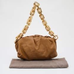 Pre Owned Bottega Veneta Tan Leather Chain Pouch Clutch