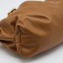Pre Owned Bottega Veneta Tan Leather Chain Pouch Clutch