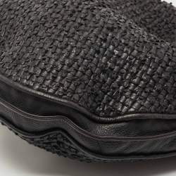 Pre Owned Bottega Veneta Black Intercciato Leather Large Loop Hobo