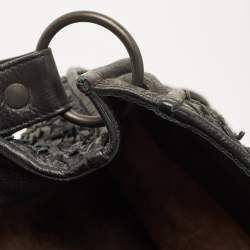 Pre Owned Bottega Veneta Black Intercciato Leather Large Loop Hobo