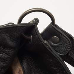 Pre Owned Bottega Veneta Black Intercciato Leather Large Loop Hobo