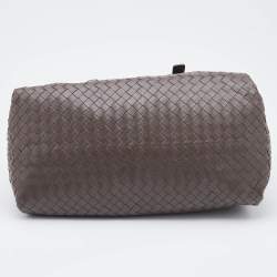 مملوكة مسبقًا Bottega Veneta Grey Intrecciato Leather Boston Zip Bag
