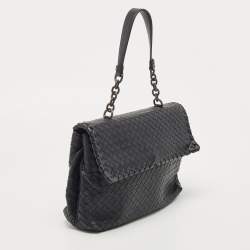 Pre Owned Bottega Veneta Black Intrecciato Leather Medium Olimpia Shoulder Bag