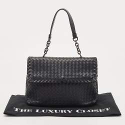 Pre Owned Bottega Veneta Black Intrecciato Leather Medium Olimpia Shoulder Bag