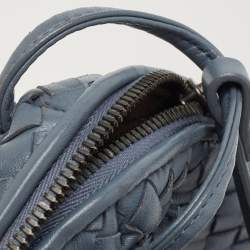 Pre Owned Bottega Veneta Light Blue Intrecciato Leather Nodini Crossbody Bag