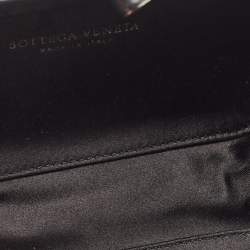 Pre Owned Bottega Veneta Black Intrecciato Satin and Leather Knot Clutch