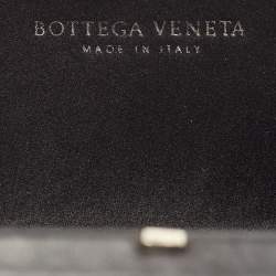 Pre Owned Bottega Veneta Black Intrecciato Satin and Leather Knot Clutch