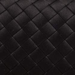 Pre Owned Bottega Veneta Black Intrecciato Satin and Leather Knot Clutch