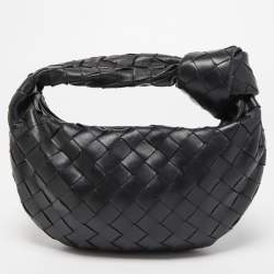 مملوكة مسبقًا Bottega Veneta Black Intrecciato Leather Mini Jodie Hobo
