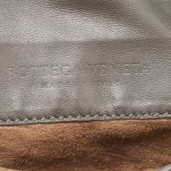 Pre Owned Bottega Veneta Dark Grey Intrecciato Leather Flap Chain Clutch