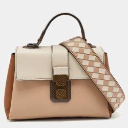 Bottega Veneta Tri Color Leather Mini Piazza Top Handle Bag