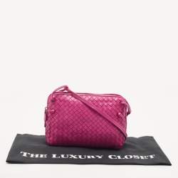 Bottega Veneta Magenta Intrecciato Leather Nodini Crossbody Bag