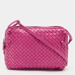 Bottega Veneta Magenta Intrecciato Leather Nodini Crossbody Bag