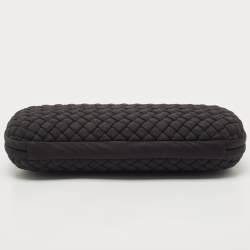 Pre Owned Bottega Veneta Black Intrecciato Fabric Knot Long Clutch