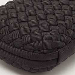 Pre Owned Bottega Veneta Black Intrecciato Fabric Knot Long Clutch