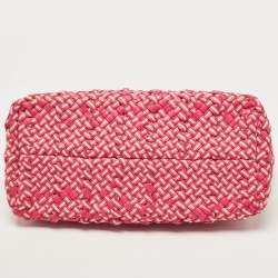 Pre Owned Bottega Veneta Pink/Beige Top Woven Leather Shopper Tote