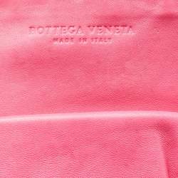 Pre Owned Bottega Veneta Pink/Beige Top Woven Leather Shopper Tote