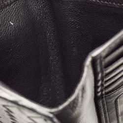 Pre Owned Bottega Veneta Black Intrecciato Leather Trifold French Wallet
