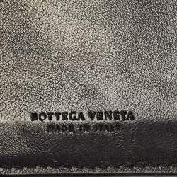 Pre Owned Bottega Veneta Black Intrecciato Leather Trifold French Wallet