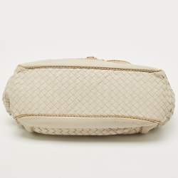 مملوكة مسبقًا Bottega Veneta Ivory/Gold Intrecciato Leather Napoli Shoulder Bag