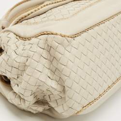 مملوكة مسبقًا Bottega Veneta Ivory/Gold Intrecciato Leather Napoli Shoulder Bag
