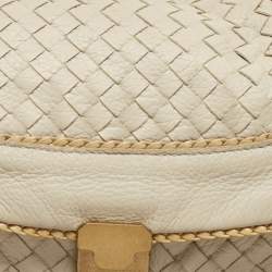 مملوكة مسبقًا Bottega Veneta Ivory/Gold Intrecciato Leather Napoli Shoulder Bag
